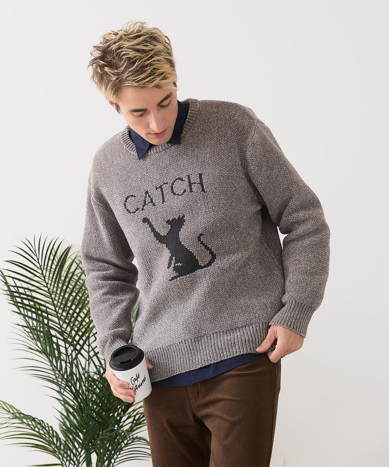 【BLUE STANDARD/ブルースタンダード】モールジャガードニット セーター アニマル 冬服 防寒 暖服