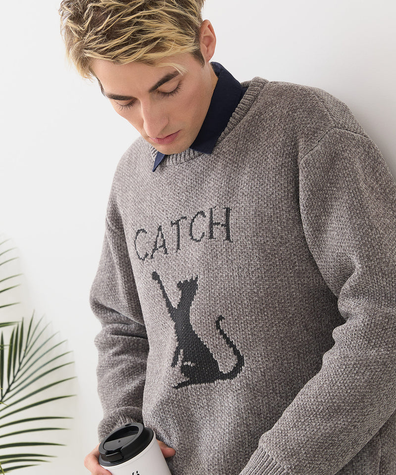 【BLUE STANDARD/ブルースタンダード】モールジャガードニット セーター アニマル 冬服 防寒 暖服