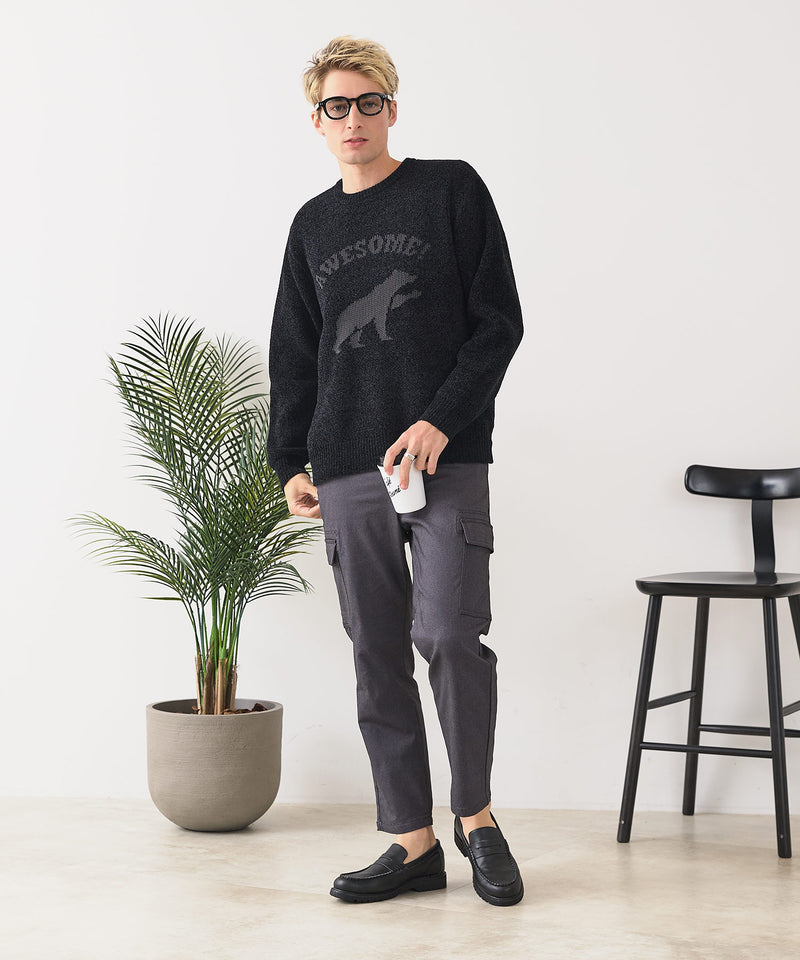 【BLUE STANDARD/ブルースタンダード】モールジャガードニット セーター アニマル 冬服 防寒 暖服