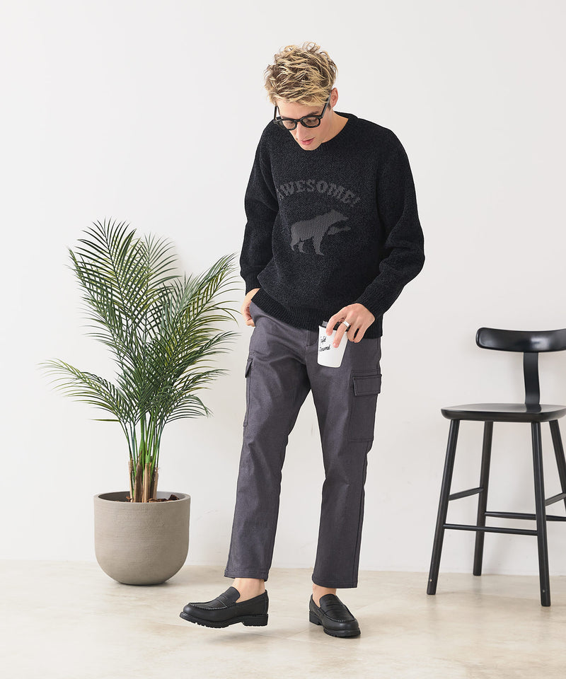 【BLUE STANDARD/ブルースタンダード】モールジャガードニット セーター アニマル 冬服 防寒 暖服