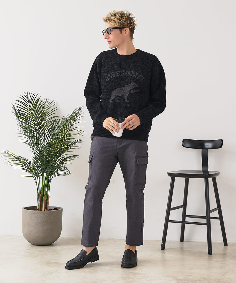 【BLUE STANDARD/ブルースタンダード】モールジャガードニット セーター アニマル 冬服 防寒 暖服