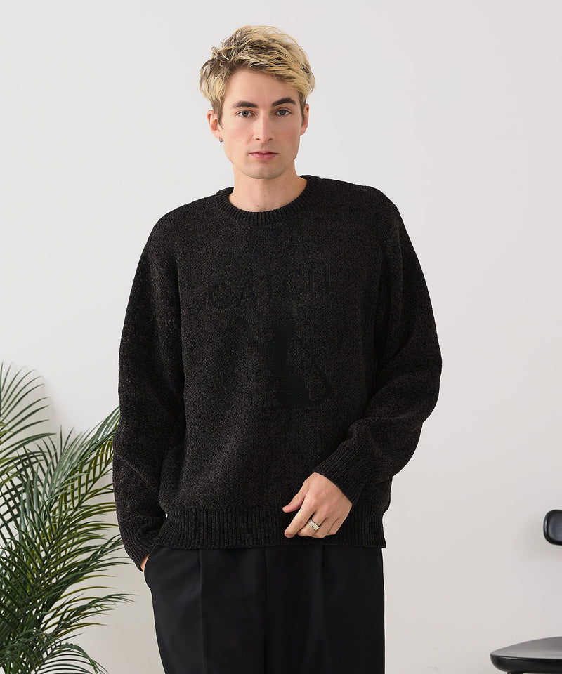 【BLUE STANDARD/ブルースタンダード】モールジャガードニット セーター アニマル 冬服 防寒 暖服