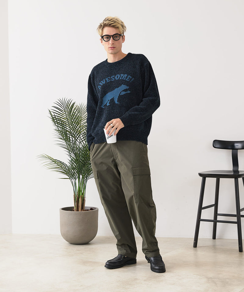 【BLUE STANDARD/ブルースタンダード】モールジャガードニット セーター アニマル 冬服 防寒 暖服