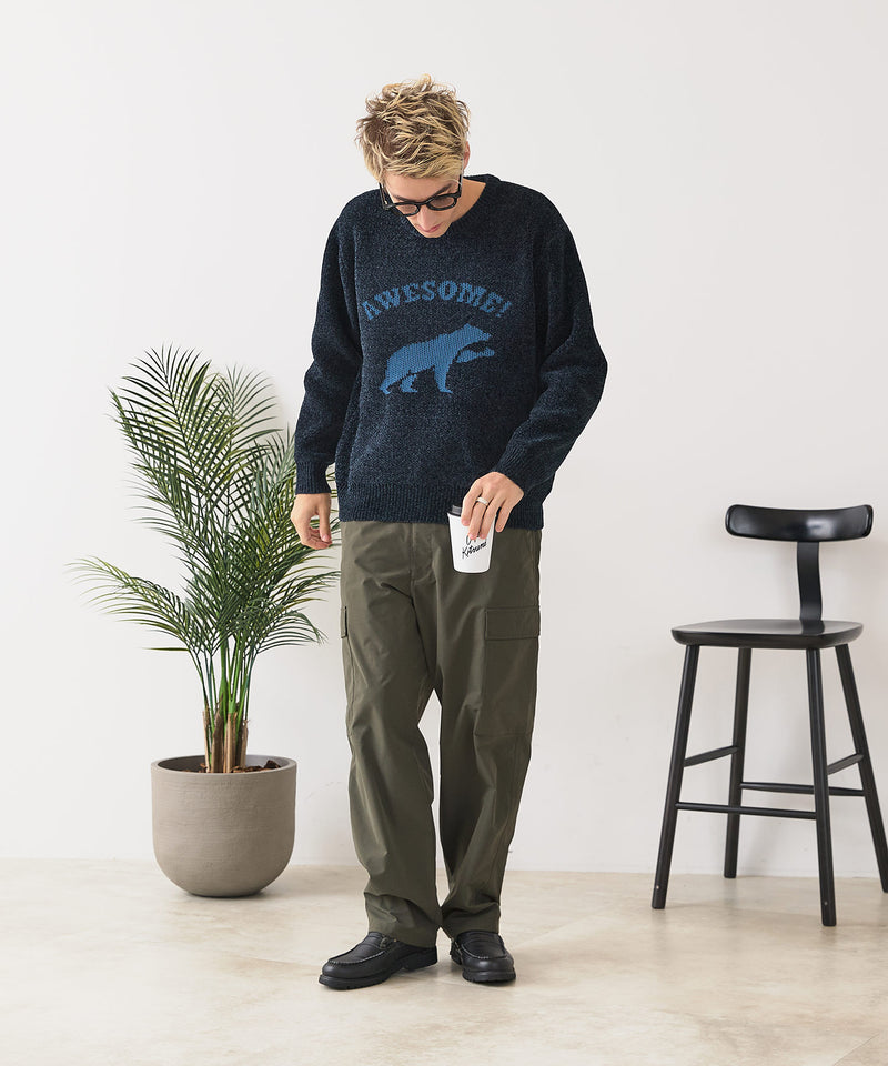 【BLUE STANDARD/ブルースタンダード】モールジャガードニット セーター アニマル 冬服 防寒 暖服