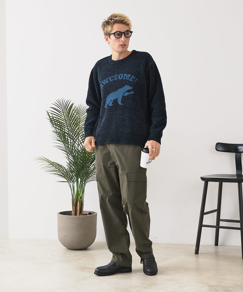 【BLUE STANDARD/ブルースタンダード】モールジャガードニット セーター アニマル 冬服 防寒 暖服