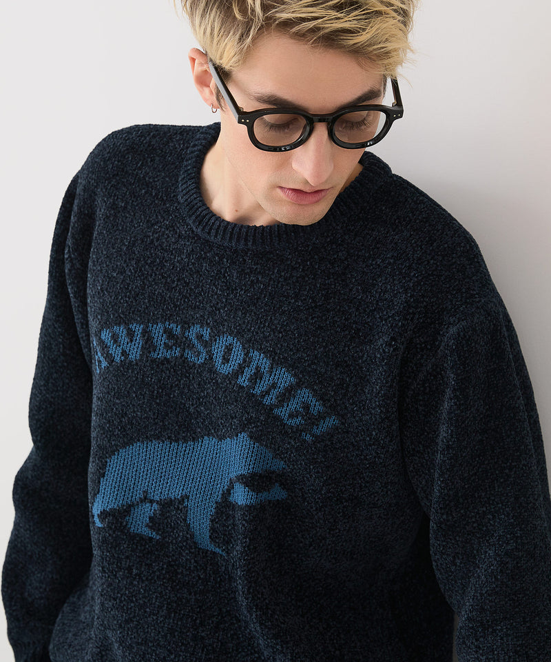 【BLUE STANDARD/ブルースタンダード】モールジャガードニット セーター アニマル 冬服 防寒 暖服