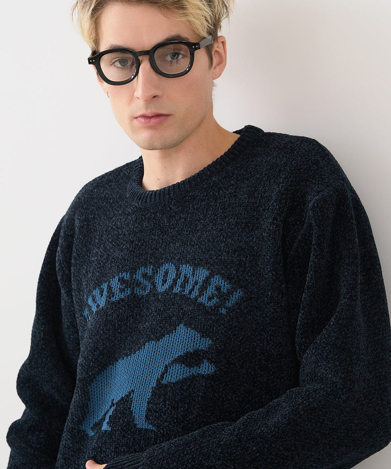 【BLUE STANDARD/ブルースタンダード】モールジャガードニット セーター アニマル 冬服 防寒 暖服