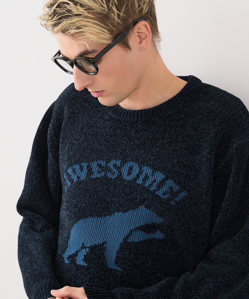 【BLUE STANDARD/ブルースタンダード】モールジャガードニット セーター アニマル 冬服 防寒 暖服