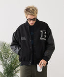 【BLUE STANDARD/ブルースタンダード】フェイクメルトン ワッペン 袖切り替えスタジャン アワードジャケット