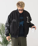 【BLUE STANDARD/ブルースタンダード】フェイクメルトン ワッペン 袖切り替えスタジャン アワードジャケット