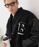 【BLUE STANDARD/ブルースタンダード】フェイクメルトン ワッペン 袖切り替えスタジャン アワードジャケット