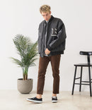 【BLUE STANDARD/ブルースタンダード】フェイクメルトン ワッペン 袖切り替えスタジャン アワードジャケット