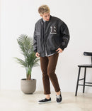 【BLUE STANDARD/ブルースタンダード】フェイクメルトン ワッペン 袖切り替えスタジャン アワードジャケット