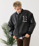 【BLUE STANDARD/ブルースタンダード】フェイクメルトン ワッペン 袖切り替えスタジャン アワードジャケット