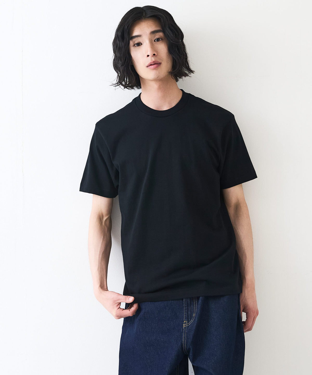 HANES/ヘインズ】【7.0oz 超厚手】KURO 先染めブラック クルーネックT