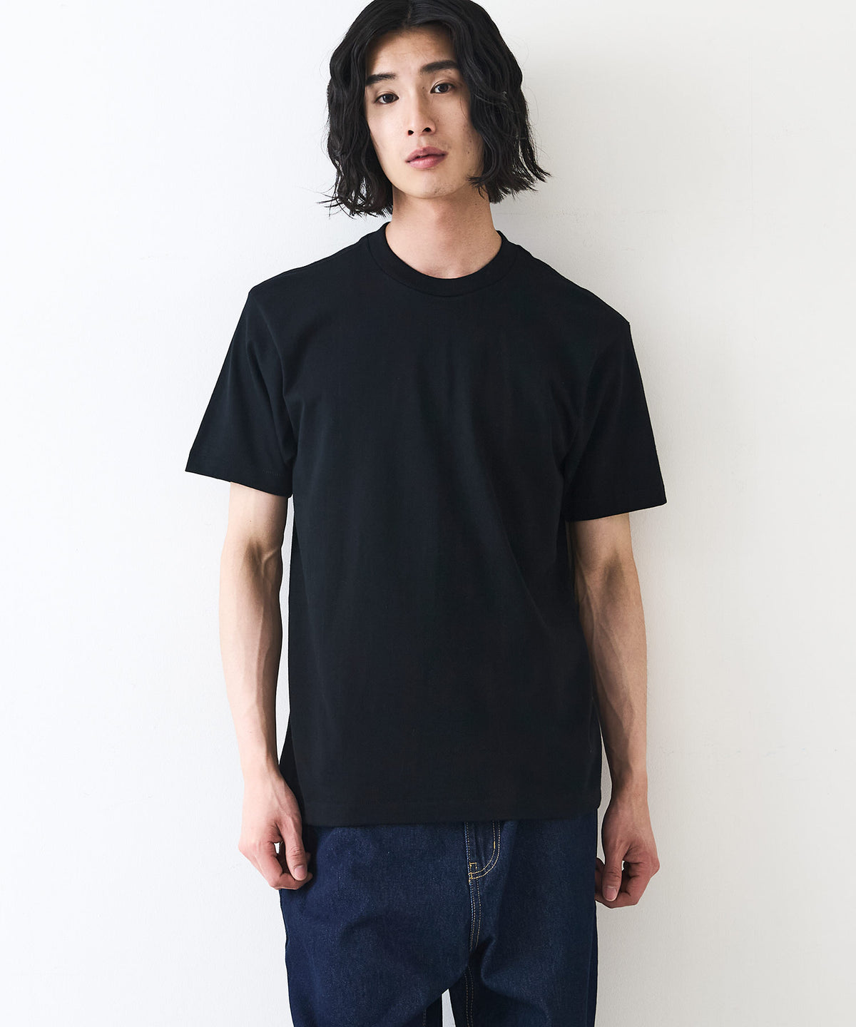 HANES/ヘインズ】【7.0oz 超厚手】KURO 先染めブラック クルーネックT