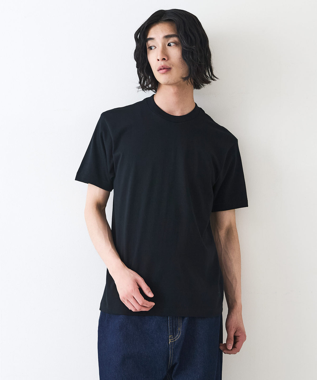 HANES/ヘインズ】【7.0oz 超厚手】KURO 先染めブラック クルーネックT