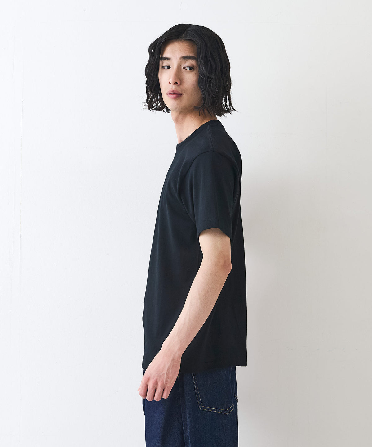 HANES/ヘインズ】【7.0oz 超厚手】KURO 先染めブラック クルーネックT
