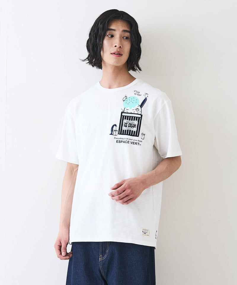 【Blue Standard/ブルースタンダード】スラブコットン アニマルプリント ポケット付Tシャツzo