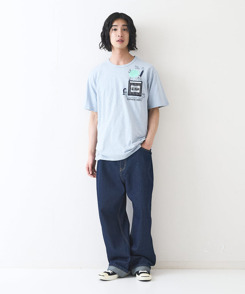 【Blue Standard/ブルースタンダード】スラブコットン アニマルプリント ポケット付Tシャツzo