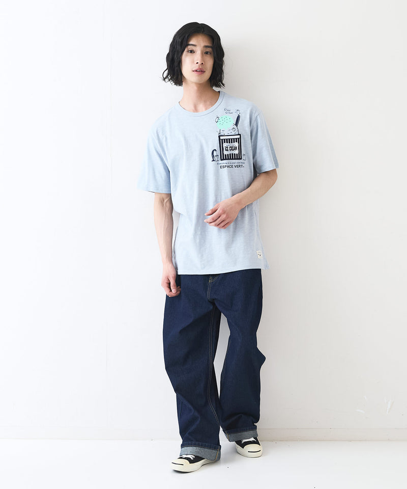 【Blue Standard/ブルースタンダード】スラブコットン アニマルプリント ポケット付Tシャツzo