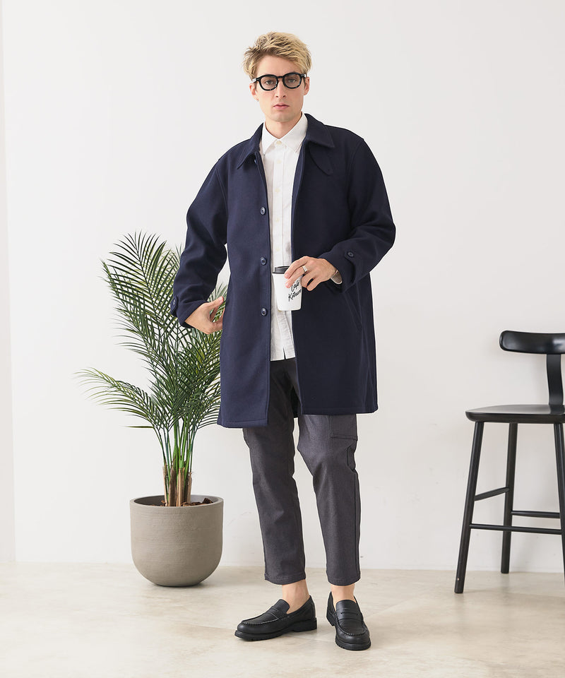 【BLUE STANDARD/ブルースタンダード】圧縮ニット ウールライク バルマカーンコート 軽量 ソフトタッチ