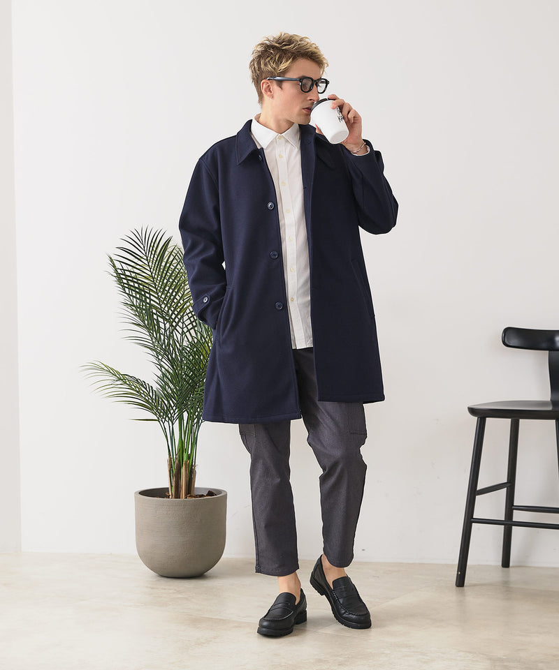 【BLUE STANDARD/ブルースタンダード】圧縮ニット ウールライク バルマカーンコート 軽量 ソフトタッチ