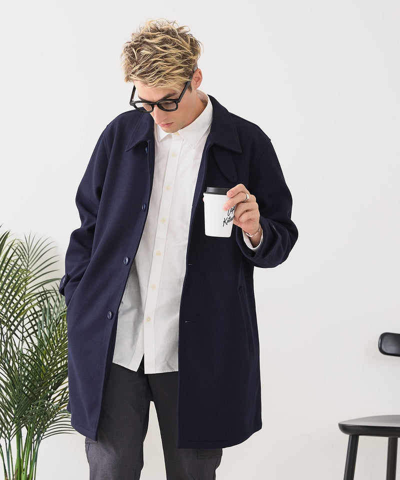 【BLUE STANDARD/ブルースタンダード】圧縮ニット ウールライク バルマカーンコート 軽量 ソフトタッチ