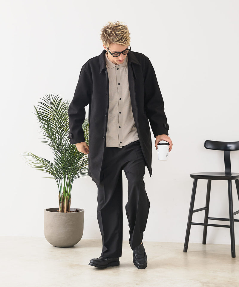 【BLUE STANDARD/ブルースタンダード】圧縮ニット ウールライク バルマカーンコート 軽量 ソフトタッチ