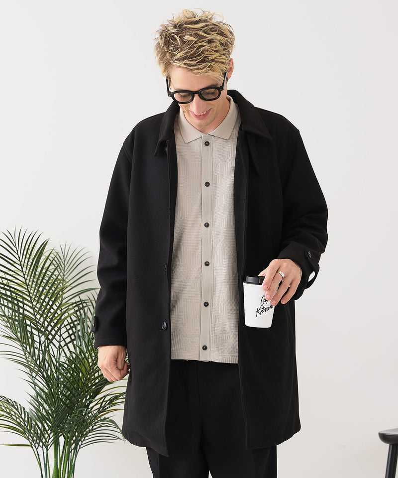 【BLUE STANDARD/ブルースタンダード】圧縮ニット ウールライク バルマカーンコート 軽量 ソフトタッチ