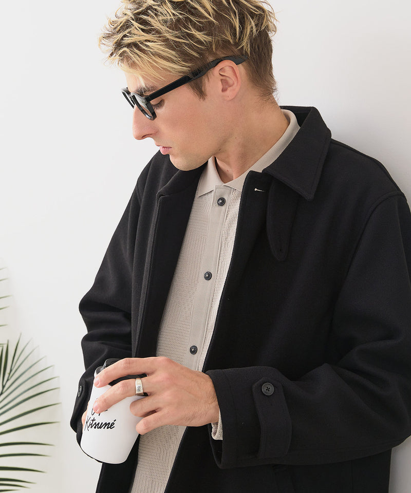 【BLUE STANDARD/ブルースタンダード】圧縮ニット ウールライク バルマカーンコート 軽量 ソフトタッチ