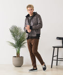 【BLUE STANDARD/ブルースタンダード】レザーライク 中綿フードジャケット