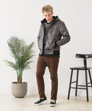 【BLUE STANDARD/ブルースタンダード】レザーライク 中綿フードジャケット