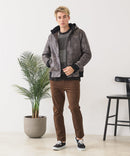 【BLUE STANDARD/ブルースタンダード】レザーライク 中綿フードジャケット