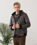 【BLUE STANDARD/ブルースタンダード】レザーライク 中綿フードジャケット