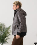 【BLUE STANDARD/ブルースタンダード】レザーライク 中綿フードジャケット