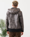 【BLUE STANDARD/ブルースタンダード】レザーライク 中綿フードジャケット