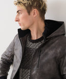 【BLUE STANDARD/ブルースタンダード】レザーライク 中綿フードジャケット