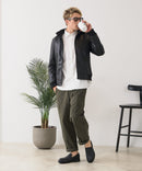 【BLUE STANDARD/ブルースタンダード】レザーライク 中綿フードジャケット