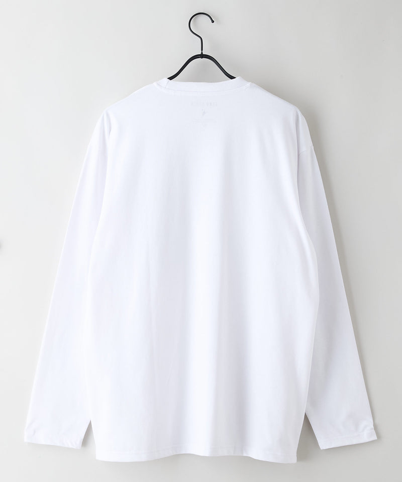 【汗染みの目立ちにくいTシャツ ZEROSTAIN/ゼロステイン】アニマル胸ワンポイント刺繍 ビッグシルエット ロンT 防汚 ＵＶカット