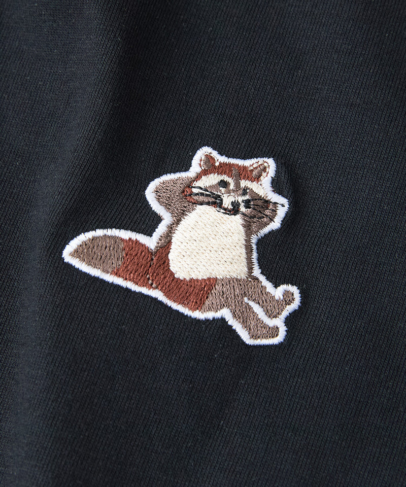 【汗染みの目立ちにくいTシャツ ZEROSTAIN/ゼロステイン】アニマル胸ワンポイント刺繍 ビッグシルエット ロンT 防汚 ＵＶカット