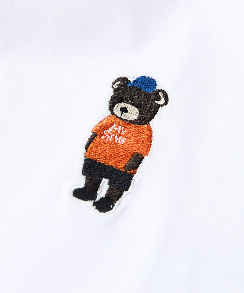 【汗染みの目立ちにくいTシャツ ZEROSTAIN/ゼロステイン】アニマル胸ワンポイント刺繍 ビッグシルエット ロンT 防汚 ＵＶカット