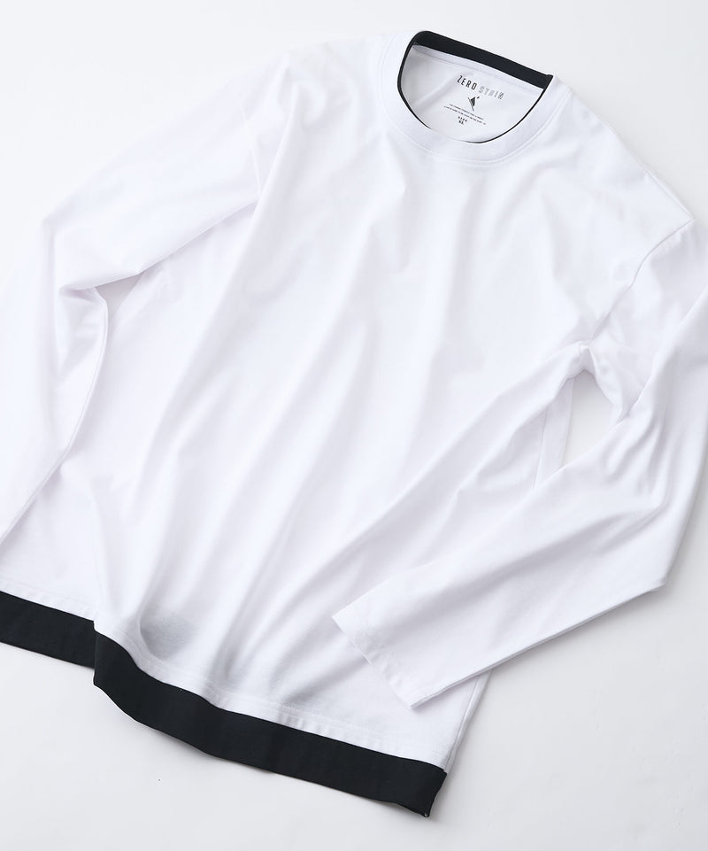 【汗染みの目立ちにくいTシャツ ZEROSTAIN/ゼロステイン】フェイクレイヤードＢＩＧロンＴ 防汚 ＵＶカット