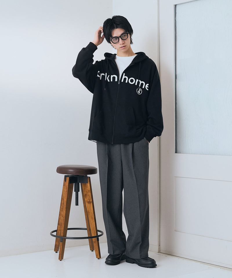 【BRKNHOME/ブロークンホーム】カレッジロゴ プリント フルジップ スウェットパーカー