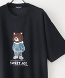 接触冷感 COOLスムース 部分刺繍 プリント リラックスシルエットTシャツ【Blue Standard/ブルースタンダード】