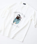 接触冷感 COOLスムース 部分刺繍 プリント リラックスシルエットTシャツ【Blue Standard/ブルースタンダード】