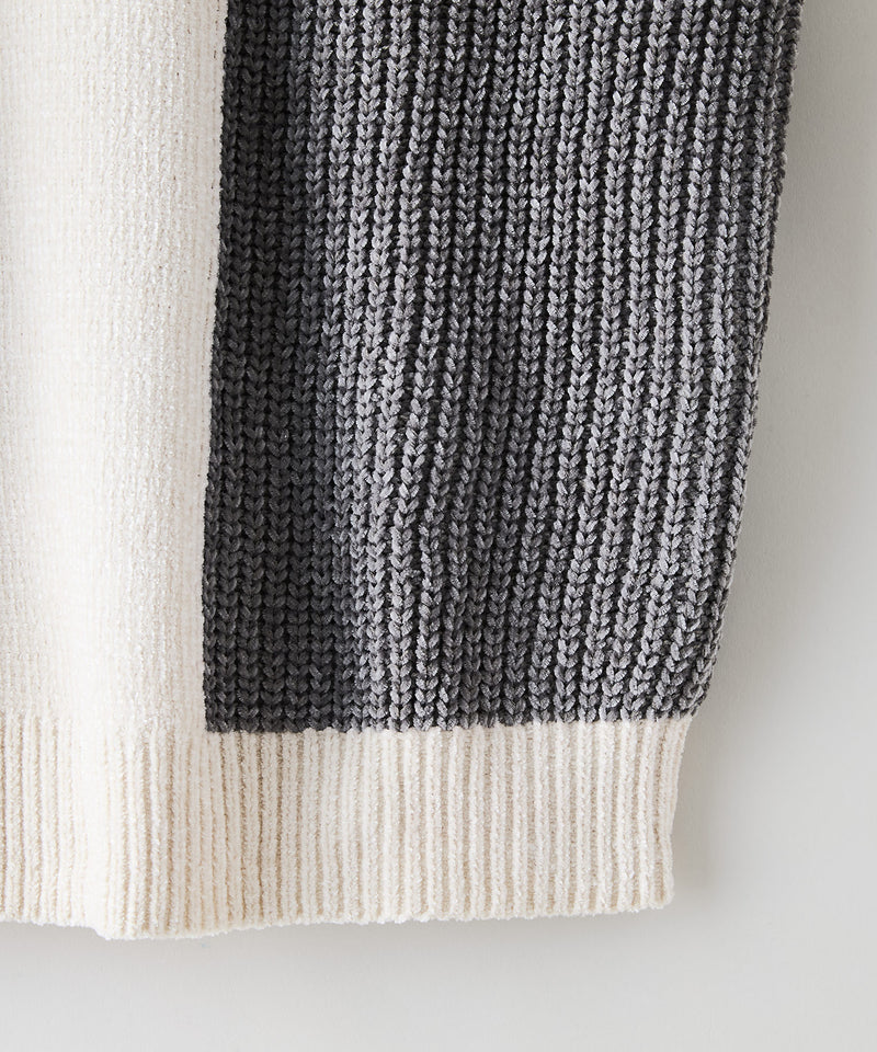 【BLUE STANDARD/ブルースタンダード】モール切り替えニット セーター 冬服 防寒 暖服