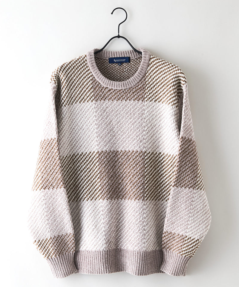 【BLUE STANDARD/ブルースタンダード】モールチェックニット セーター 冬服 防寒 暖服