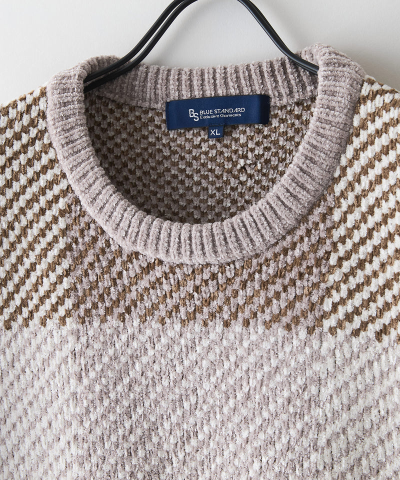 【BLUE STANDARD/ブルースタンダード】モールチェックニット セーター 冬服 防寒 暖服