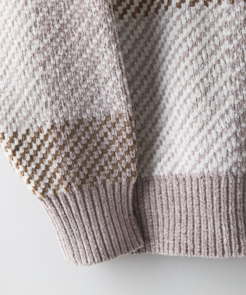 【BLUE STANDARD/ブルースタンダード】モールチェックニット セーター 冬服 防寒 暖服